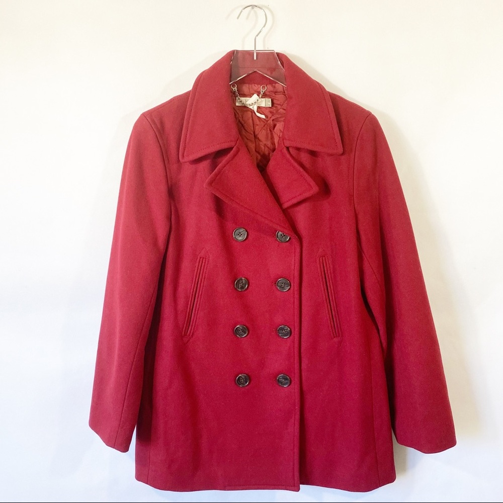 Getting donated on Sunday! J. Crew Red Wool Pea Coat Sz M